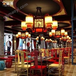 重庆火锅店吊灯定制 中国风饭厅木艺灯具 餐馆包间吊顶灯批发