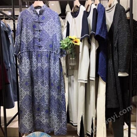 千瑞莊20秋冬款棉麻面料廣州一手貨源品牌女裝折扣清倉  亞麻女裝棉麻折扣中長款連衣裙 襯衣小衫外套大衣